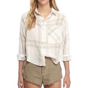 New With Tags Free People Plaid Button Up Shirt Top